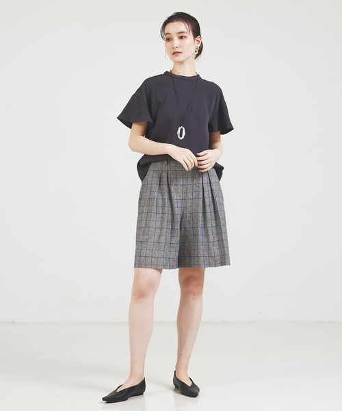 qualite パンツ 「セットアップ対応」リネングレンチェック