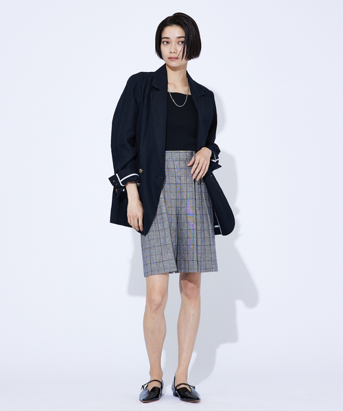 qualite パンツ 「セットアップ対応」リネングレンチェック