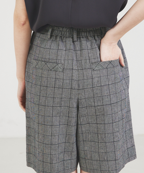 qualite パンツ 「セットアップ対応」リネングレンチェック