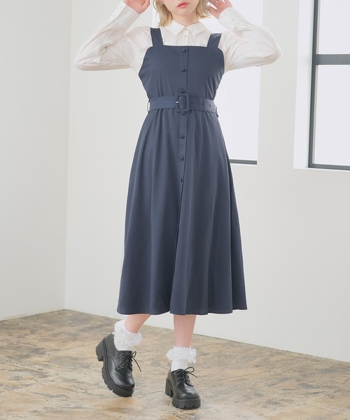 【ほぼ新品】ECRIRE ワンピース ジャンスカ ブラウン系 フロントジップ ECRIRE（エクリール）の「【ECRIRE by 陽】フロントジップ