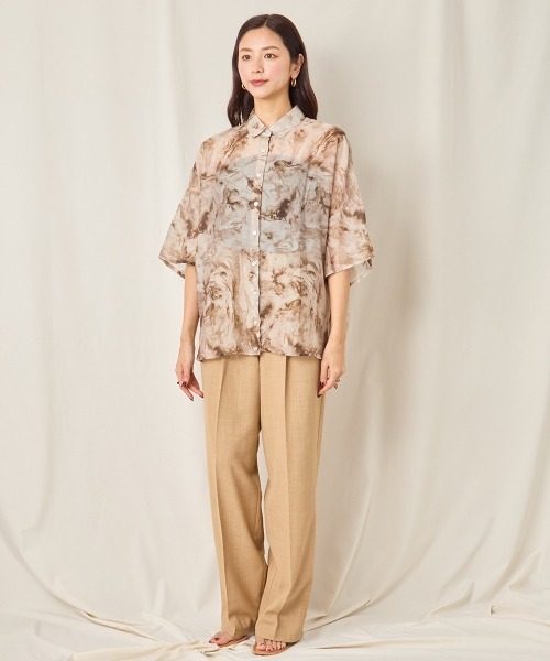 CIEL'AIR ブラウス シャツ PRINTED SHORT SLEEVE SHIRT