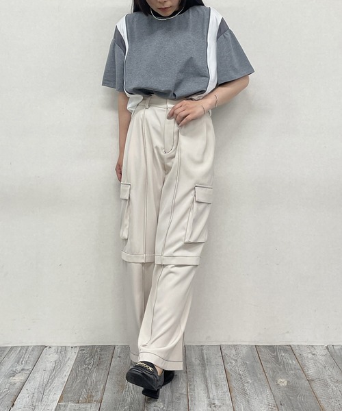 tシャツ 「PLUS」シアードッキングトップス レディース AZUL BY MOUSSY | 【PLUS】シアードッキングトップス (Tシャツ