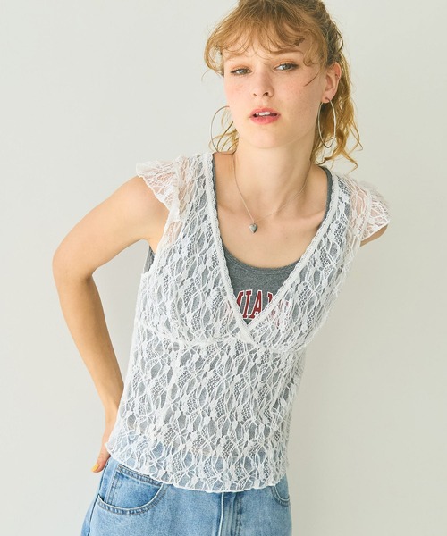 トップス2点セット coca tシャツ レーストップス＆ロゴタンク2点セット レディース
