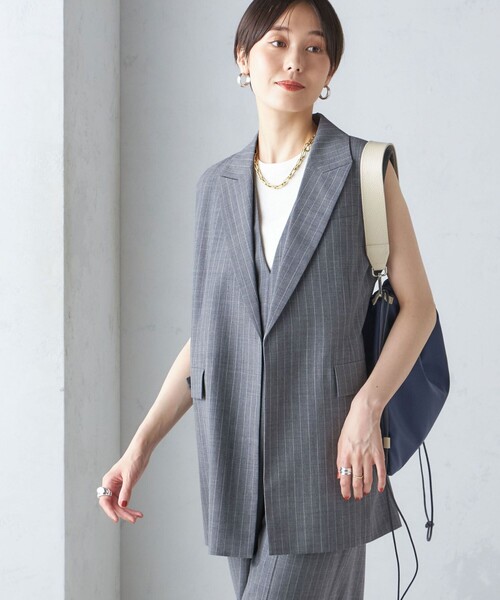 ベスト ジレ ウール混 ボックス テーラード ジレ レディース