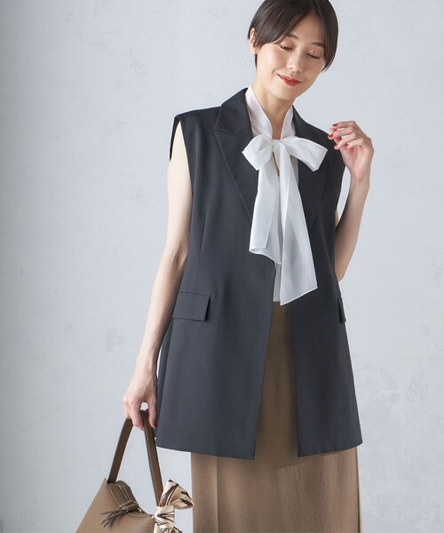 SHIPS（シップス） ベスト ジレ ウール混 ボックス テーラード ジレ