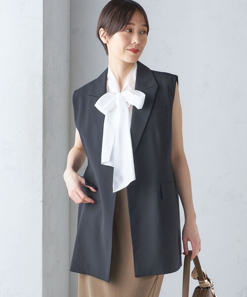 SHIPS（シップス） ベスト ジレ ウール混 ボックス テーラード ジレ