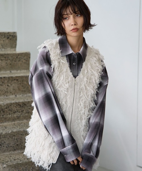 ぴページ PAGEBOY ニット セーター フェザーループZIPニット レディース