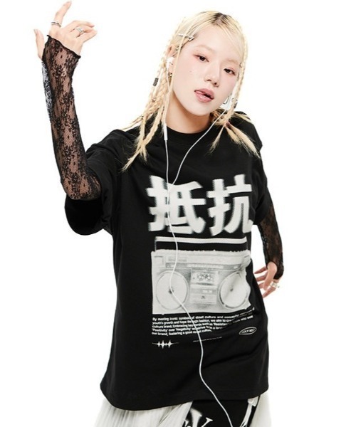 tシャツ 「HOLY NUMBER 7」Lace see-through long sleeve top レディース HOLY NUMBER 7 tシャツ 「HOLY 7」Lace see-through long sleeve