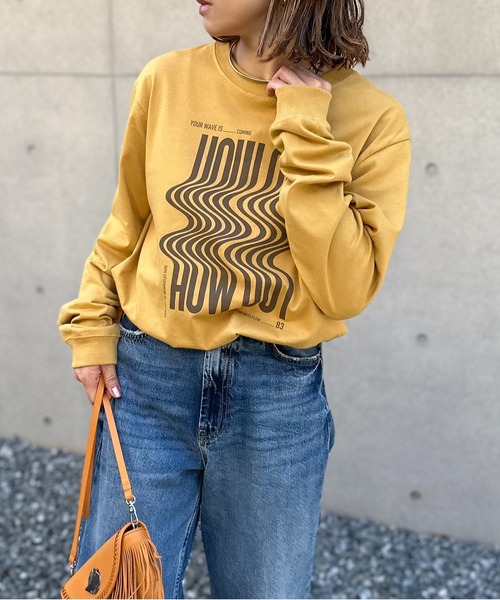 mi via loca tシャツ 「United Athle」ウェーブ柄 HOW OUTロゴロンT