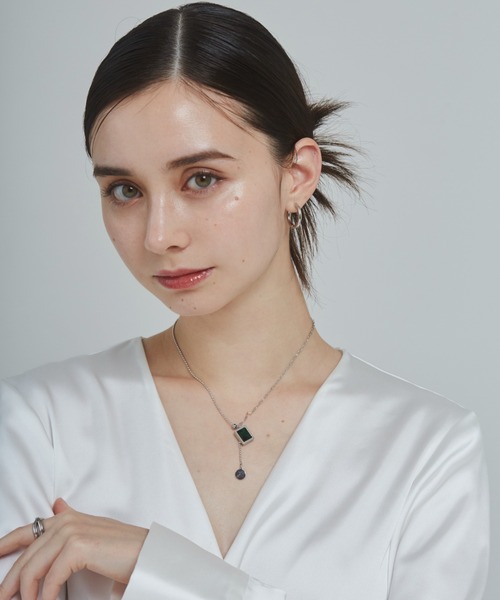 ciite' ネックレス 「 金属アレルギー対応 」 グリーンストーン