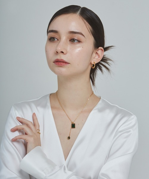 ciite' ネックレス 「 金属アレルギー対応 」 グリーンストーン