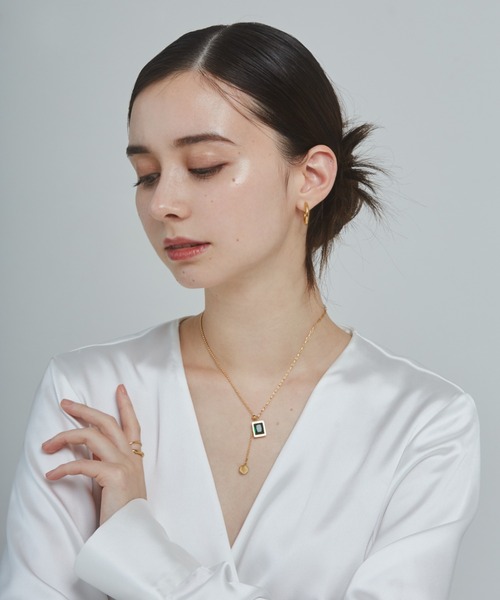 925シルバー グリーンストーン ネックレス 金属アレルギー対応 】 グリーンストーンネックレス サージカル