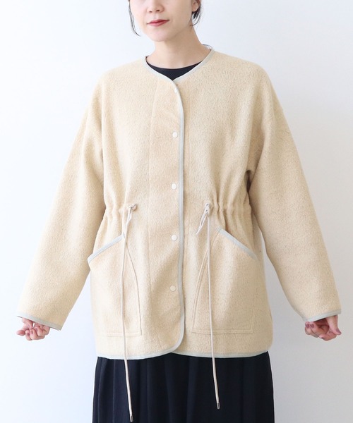 yuni ノーカラージャケット yuni ジャケット ノーカラージャケット super140 シープパイル