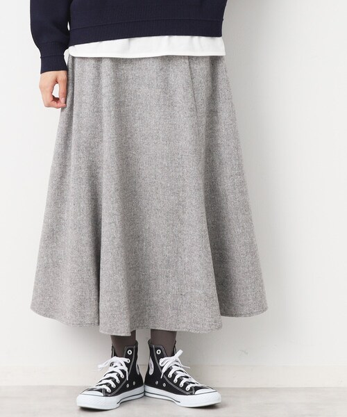 Dessin（デッサン） スカート 「後ろゴム・洗える」ツイード切り替え