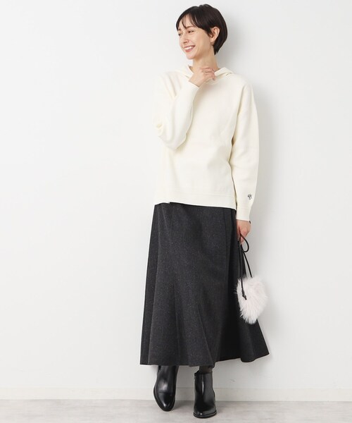 Dessin（デッサン） スカート 「後ろゴム・洗える」ツイード切り替え
