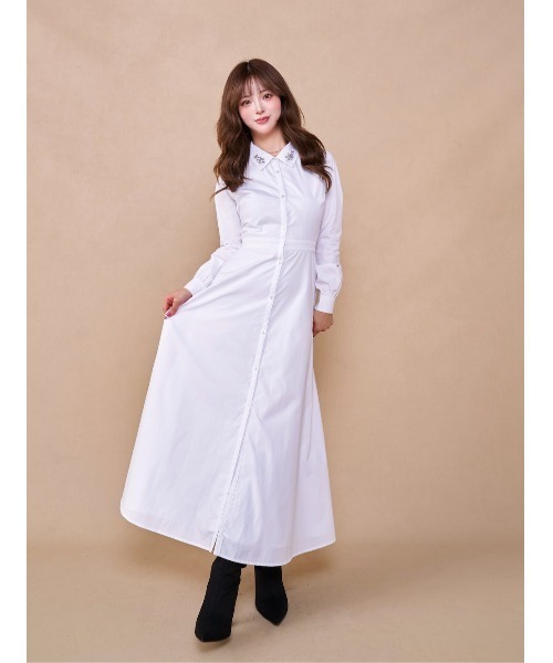 Darich ワンピース ロングフレアシャツワンピース＆ファーベスト  