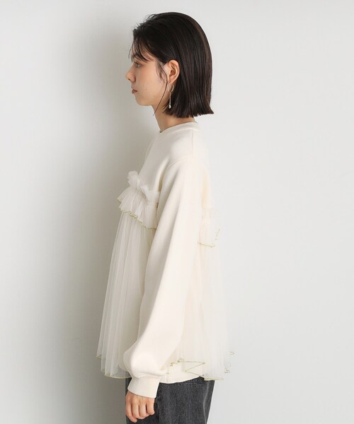 ニット セーター チュールドッキングニットトップス レディース THE SHOP TK ニット セーター チュールドッキングニット