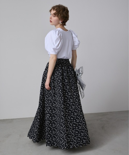 PERNA完売品 フラワージャガードスカラップワンピース ブラック フラワージャガードスカラップワンピース（ワンピース）｜PERNA