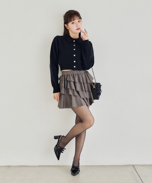 one after another NICE CLAUP ニット ゴールドボタンもちもち衿ニット