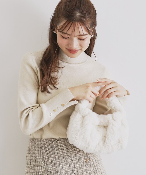 index（インデックス） ニット セーター 袖ボタンタートルネックニット