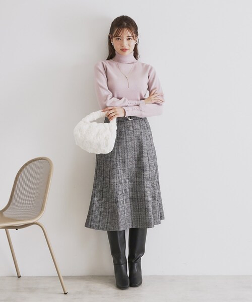 index（インデックス） ニット セーター 袖ボタンタートルネックニット