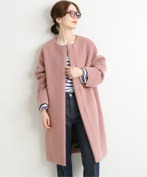 IENA（イエナ） ノーカラーコート 38 ピンク レディース : ZOZOTOWN