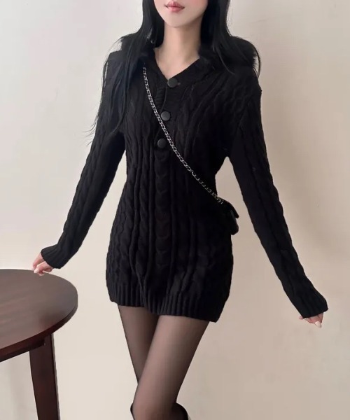d.i.a 背中開き ニット ワンピース y2k ギャル グランジ egg gossip!ロサンゼルス ワンピース Y2K エコファー フード ケーブル