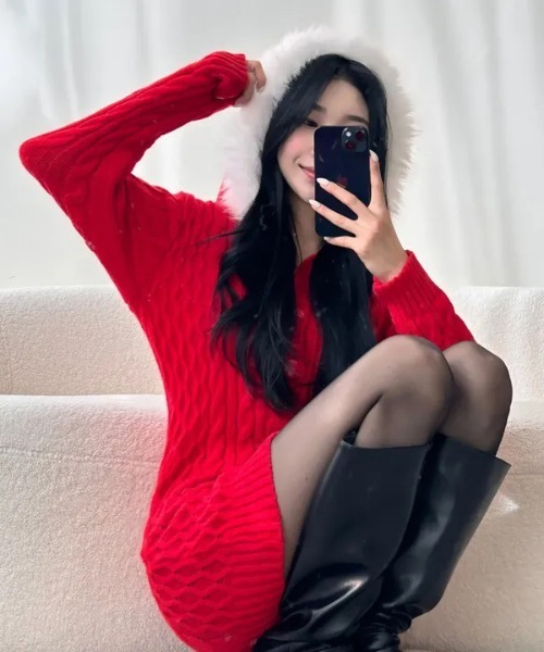 gossip!ロサンゼルス ワンピース Y2K エコファー フード ケーブル