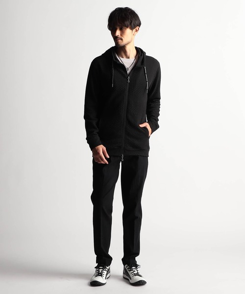 NICOLE CLUB FOR MEN パーカー ジオメトリックジャガードフード