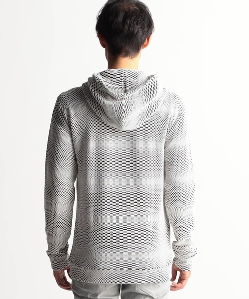 NICOLE CLUB FOR MEN パーカー ジオメトリックジャガードフード
