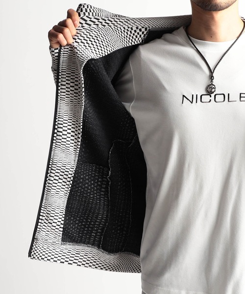 美品✨ドレステリア カシミヤ ホールガーメントードプルオーバー パーカー フード NICOLE CLUB FOR MEN パーカー ジオメトリックジャガードフード