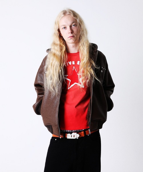 AFB（エーエフビー） ブルゾン アウター STUDDED HOODED BOMBER JACKET