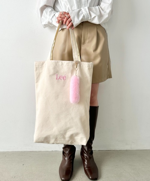 Lee トートバッグ Lee/リー ロゴ刺繍 しっぽファー付き ビッグ