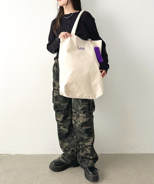 Lee（リー） トートバッグ ロゴ刺繍 しっぽファー付き ビッグポケット