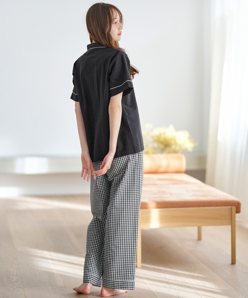パジャマ ルームウェア 「半袖+ロングパンツ」さらっと綿100％シャツ