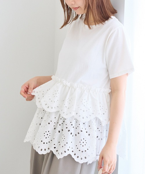 LAVEANGE（ラビアンジェ） tシャツ クラフト刺繍プルオーバー 