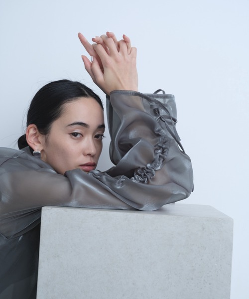 ブラウス シャツ オーガンジーシャーリングブラウス レディース オーガンジーシャーリングブラウス | outlet | axes femme