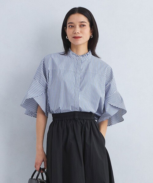 Coast* フローラル パフスリーブ プリーツラップフレアドレス UNITED ARROWS green label relaxing フレアスリーブ クロップド