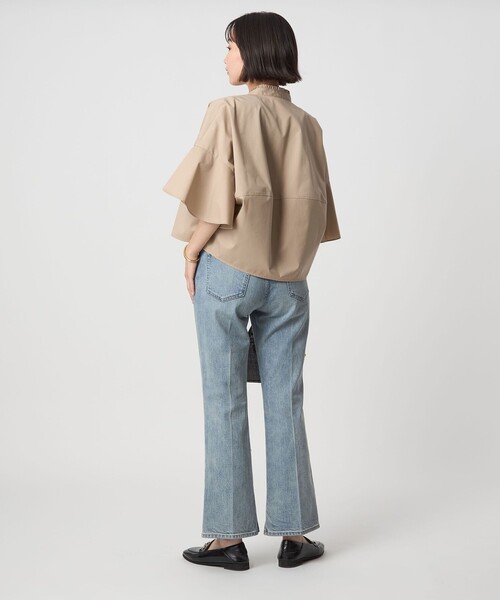 green label relaxing フレアスリーブクロップドシャツ フレアスリーブ クロップド シャツ -マシンウォッシャブル・UV