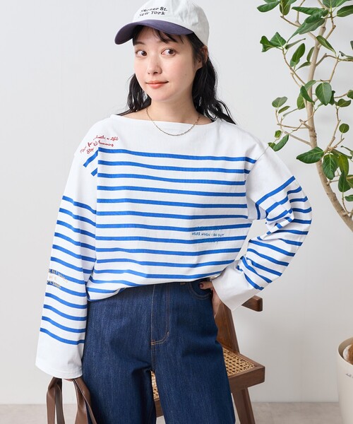 FREAK'S STORE tシャツ パネルボーダー 刺繍 バスクシャツ