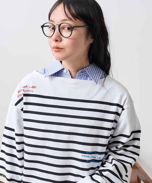 FREAK'S STORE tシャツ パネルボーダー 刺繍 バスクシャツ