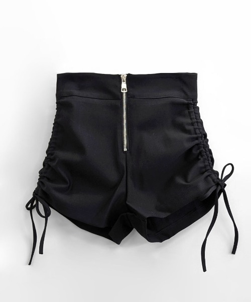 REMUR パンツ ハイウエストフロントファスナーショートパンツ