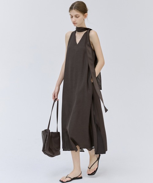 ❁ 6ROKU UNITEDARROWS 【新品タグ付き】ノースリーブワンピース tageechita ワンピース 「tageechita」タイ付き ダブルレイヤー