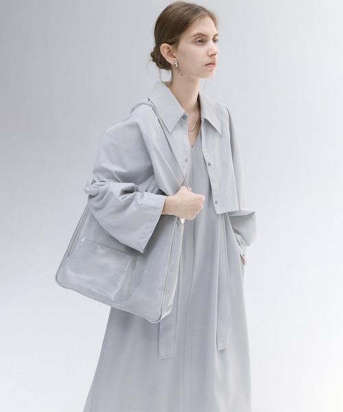 新品タグ付き　ルネ ノースリーブワンピース シャツ TISSUE マルチ ストライプミニシャツワンピース＜大きいサイズ有＞シック