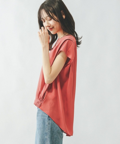 GLOBAL WORK（グローバルワーク） tシャツ 半袖 快適バックギャザーT