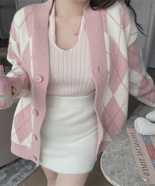 「shameless」 ニットカーディガン FREE ピンク レディース_画像9