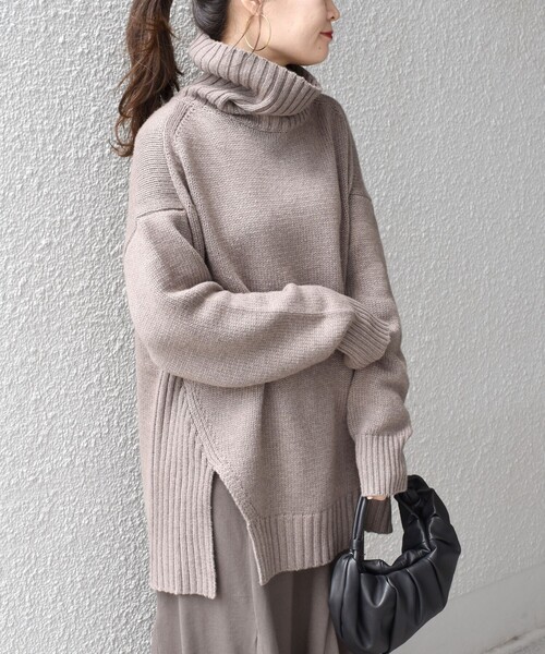 「SHIPS」 タートルネックニット SMALL グレー レディース_画像2