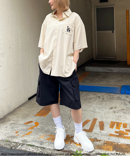 BACK TO THE FIELD パンツ 「MLB」刺しゅうロゴカーゴハーフパンツ