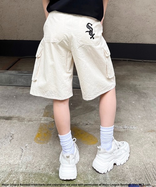 FCRB/MLB/ハーフパンツ/Mサイズ BACK TO THE FIELD パンツ 「MLB」刺繍ロゴカーゴハーフパンツ