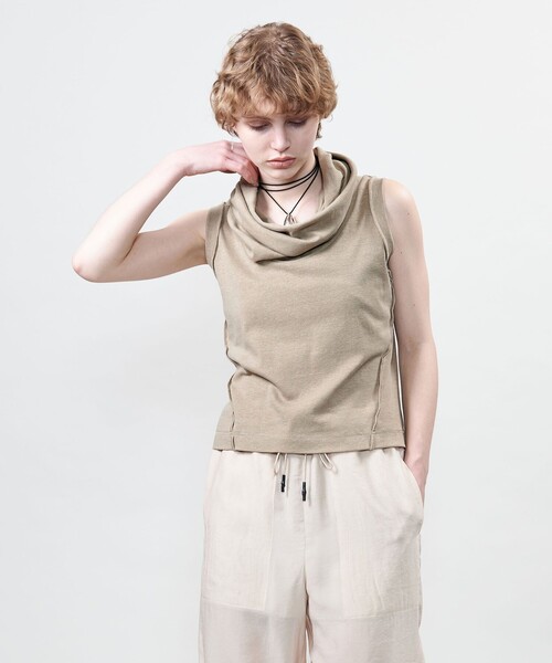 tシャツ 「ASTRAET」コットン チューブネック ノースリーブカットソー レディース